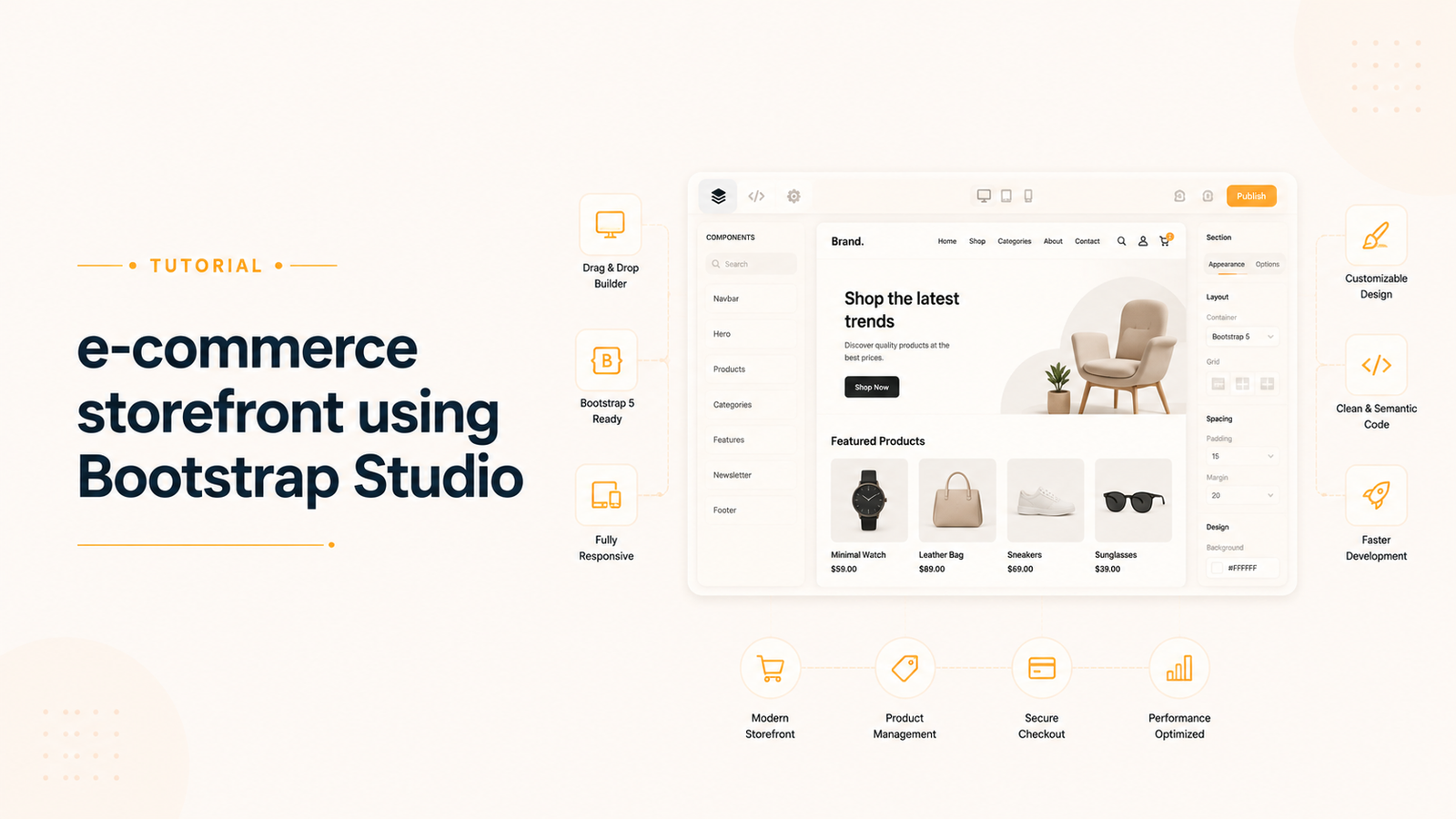 No-code e-commerce storefront using Bootstrap Studio